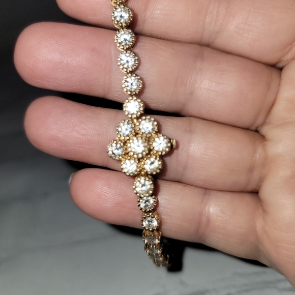Sonia Bitton Gold plated 925 Sterling and CZ Tennis Bracelet - Picture 1 of 5